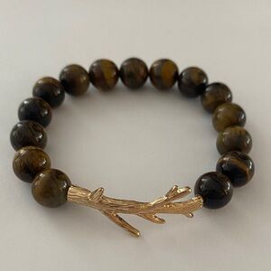 Gold Twig Tiger's Eye Beaded Bracelet - Women's Jewelry
